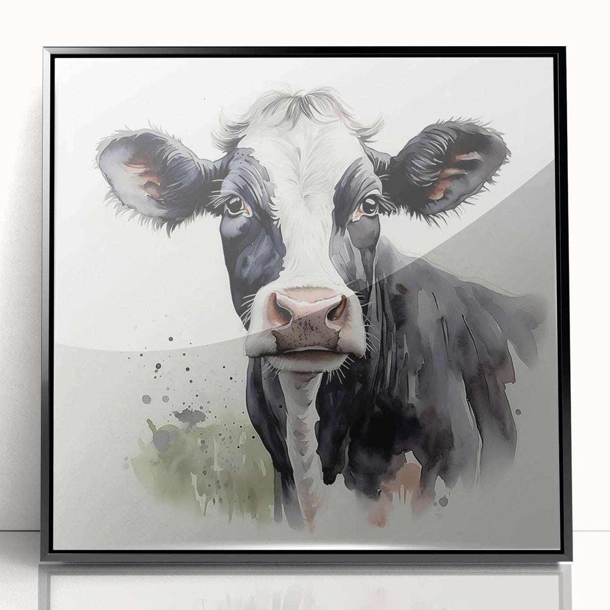 Framed acrylic wall art featuring a striking black-and-white cow design, showcasing intricate details and a modern aesthetic, perfect for animal lovers and home decor enthusiasts.