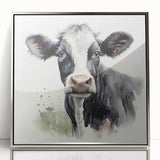 Framed acrylic wall art featuring a striking cow design from the "Animals A Wild Life" collection, showcased in a sleek silver frame, ideal for animal lovers.