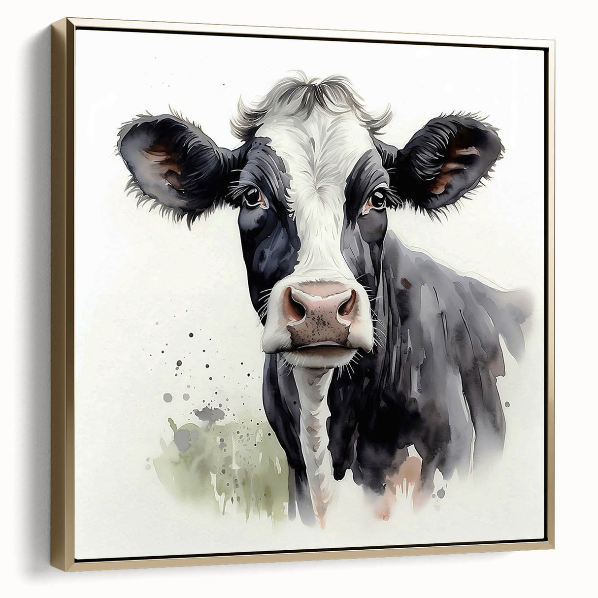 Framed wall art featuring a stylish side view of a cow design, showcasing intricate details and rich colors, perfect for animal lovers and home decor enthusiasts.