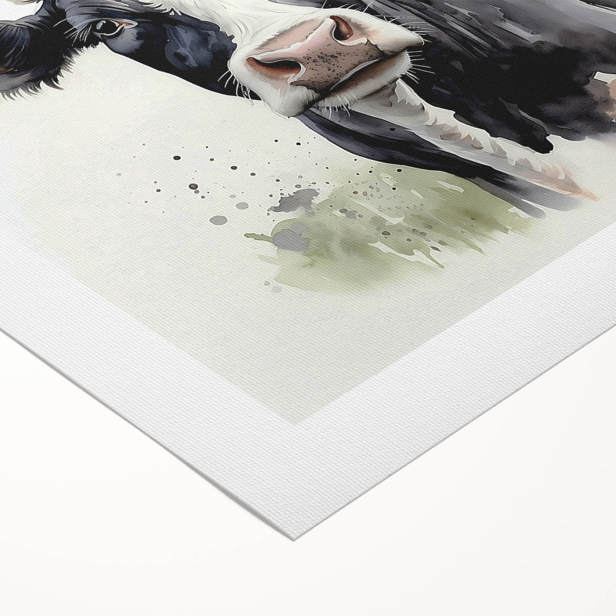 Cow design wall art on rolled canvas showcasing vibrant colors and intricate details, perfect for animal lovers and home decor enthusiasts, packaged securely.