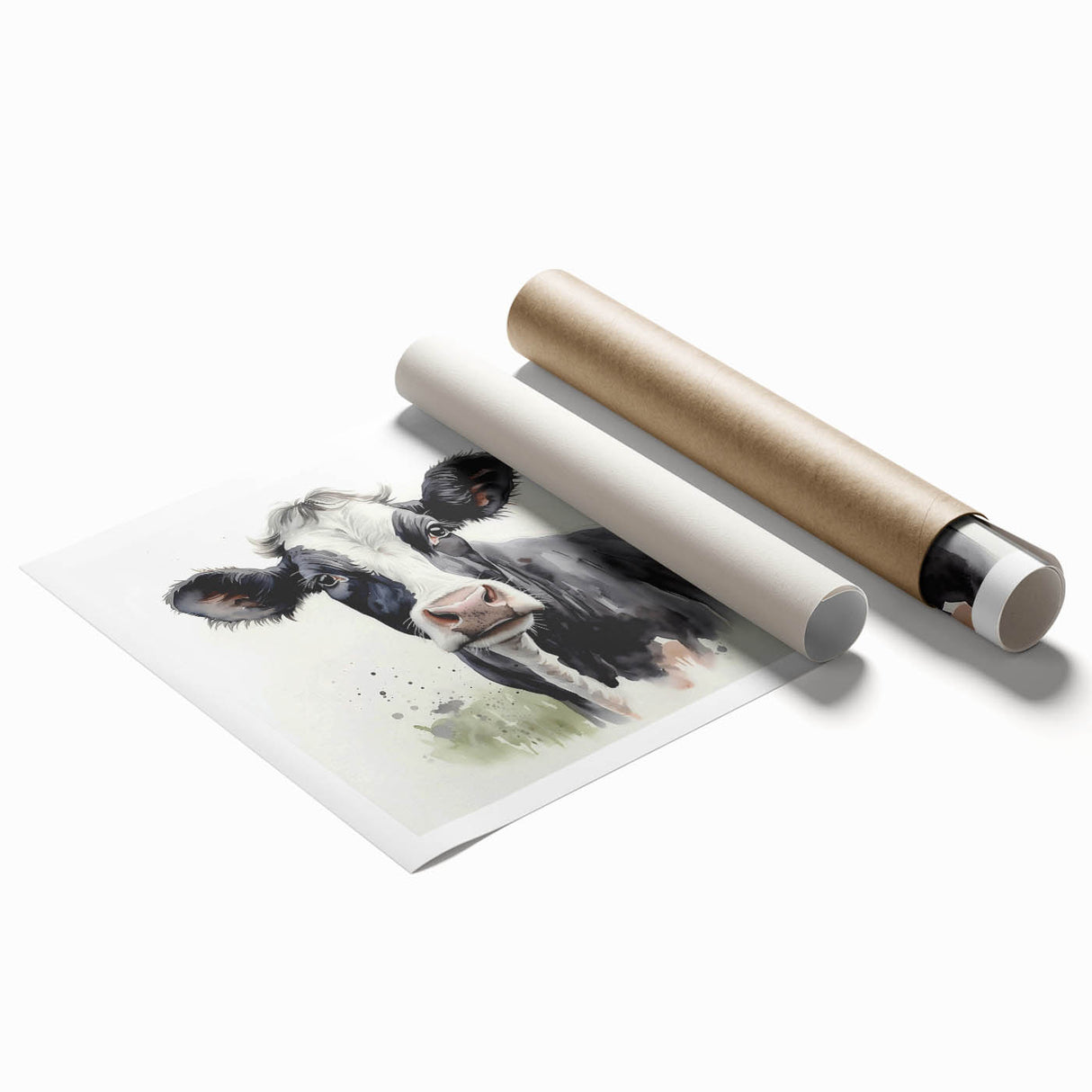 Rolled print of a cow design from the "Animals A Wild Life" wall art collection, featuring vibrant colors and intricate details, perfect for animal lovers' home decor.