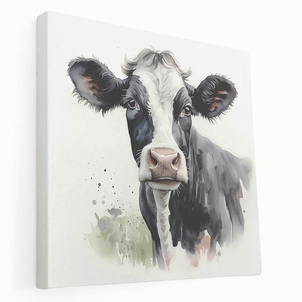 Stretched canvas wall art featuring a vibrant cow design, showcasing intricate details in bold colors. Perfect for animal lovers and home decor enthusiasts.