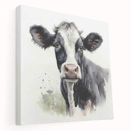 Stretched canvas wall art featuring a vibrant cow design, showcasing intricate details in bold colors. Perfect for animal lovers and home decor enthusiasts.