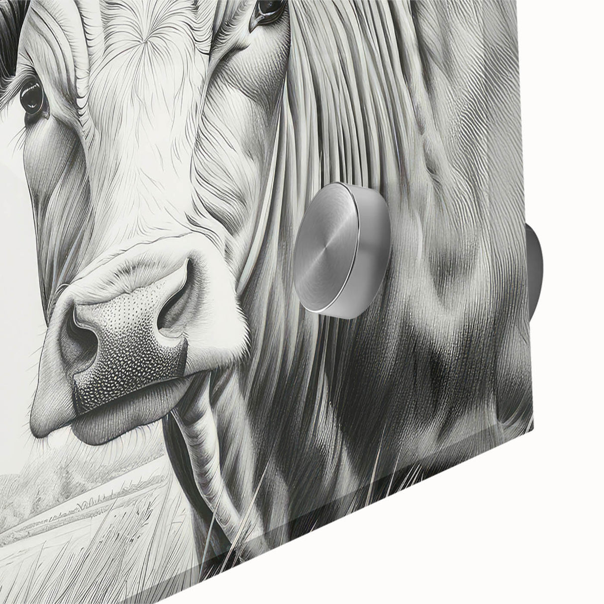Close-up of a vibrant acrylic wall art piece featuring a stunning cow design, showcasing rich colors and intricate details, ideal for animal lovers and modern decor.
