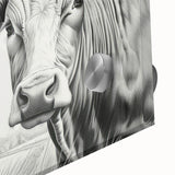 Close-up of a vibrant acrylic wall art piece featuring a stunning cow design, showcasing rich colors and intricate details, ideal for animal lovers and modern decor.