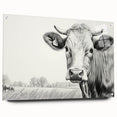 Acrylic wall art piece featuring a vibrant cow design from the Animals A Wild Life collection, displayed in a side view with pins for mounting, showcasing its colorful details and artistic craftsmanship. Perfect for adding a unique touch to home decor.