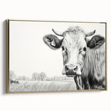 Framed canvas wall art showcasing a stunning cow design from the Animals A Wild Life collection, featuring a gold frame and side view, perfect for rustic home decor.