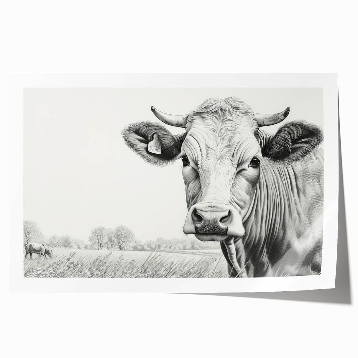 Colorful cow-themed wall art print featuring intricate designs and vibrant patterns, rolled and ready for display, perfect for adding a touch of wildlife decor to any space.