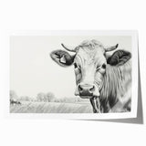 Colorful cow-themed wall art print featuring intricate designs and vibrant patterns, rolled and ready for display, perfect for adding a touch of wildlife decor to any space.