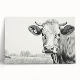 Stretched canvas wall art featuring a vibrant cow design with intricate details, showcasing a colorful wild animal theme, perfect for enhancing home decor.