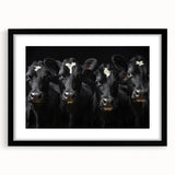 Black-framed wall art featuring a cow design from the Animals A Wild Life collection, elegantly matted, ideal for rustic or farmhouse decor. Perfect for animal lovers.