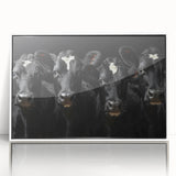 Framed acrylic wall art featuring a striking cow design from the Wild Life collection, set against a white background, perfect for modern home decor.