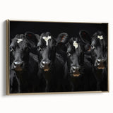 Framed wall art showcasing a stylish cow design from the 'Animals a Wild Life' collection, set against a gold background, perfect for modern home decor.