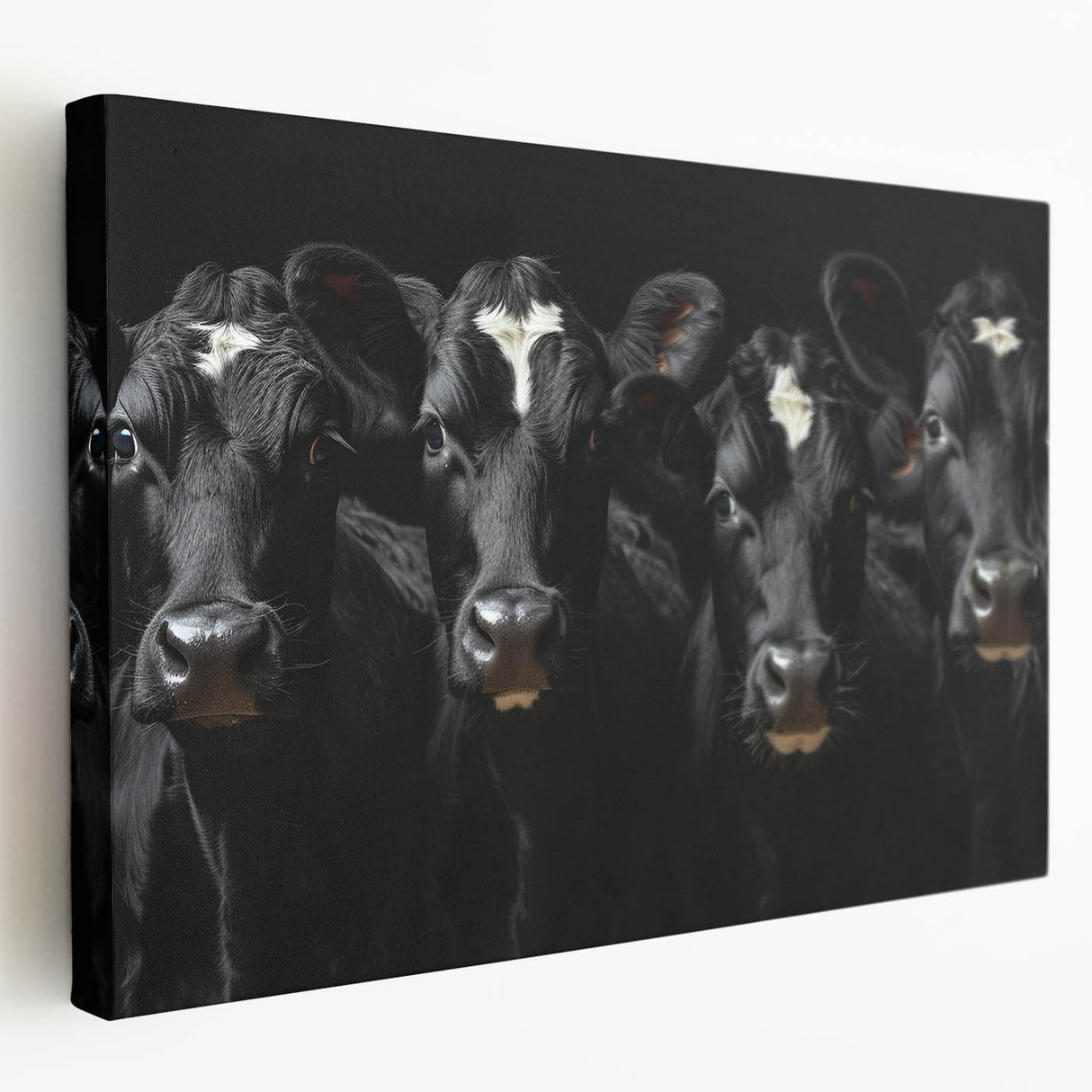 Stretched canvas wall art featuring a colorful cow design inspired by wildlife, showcasing vibrant colors and intricate details, perfect for animal lovers.