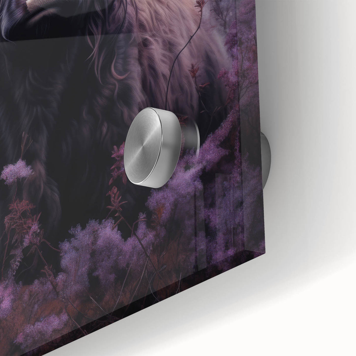 Close-up view of a vibrant acrylic wall art piece featuring a detailed cow design, showcasing intricate textures and colors, ideal for animal lovers and home decor enthusiasts. Perfect for adding a touch of nature-inspired elegance to any space.