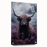 Side view of a unique acrylic wall art piece featuring a cow design from the 'Animals - A Wild Life' collection, showcasing vibrant colors and artistic details, perfect for enhancing home decor.