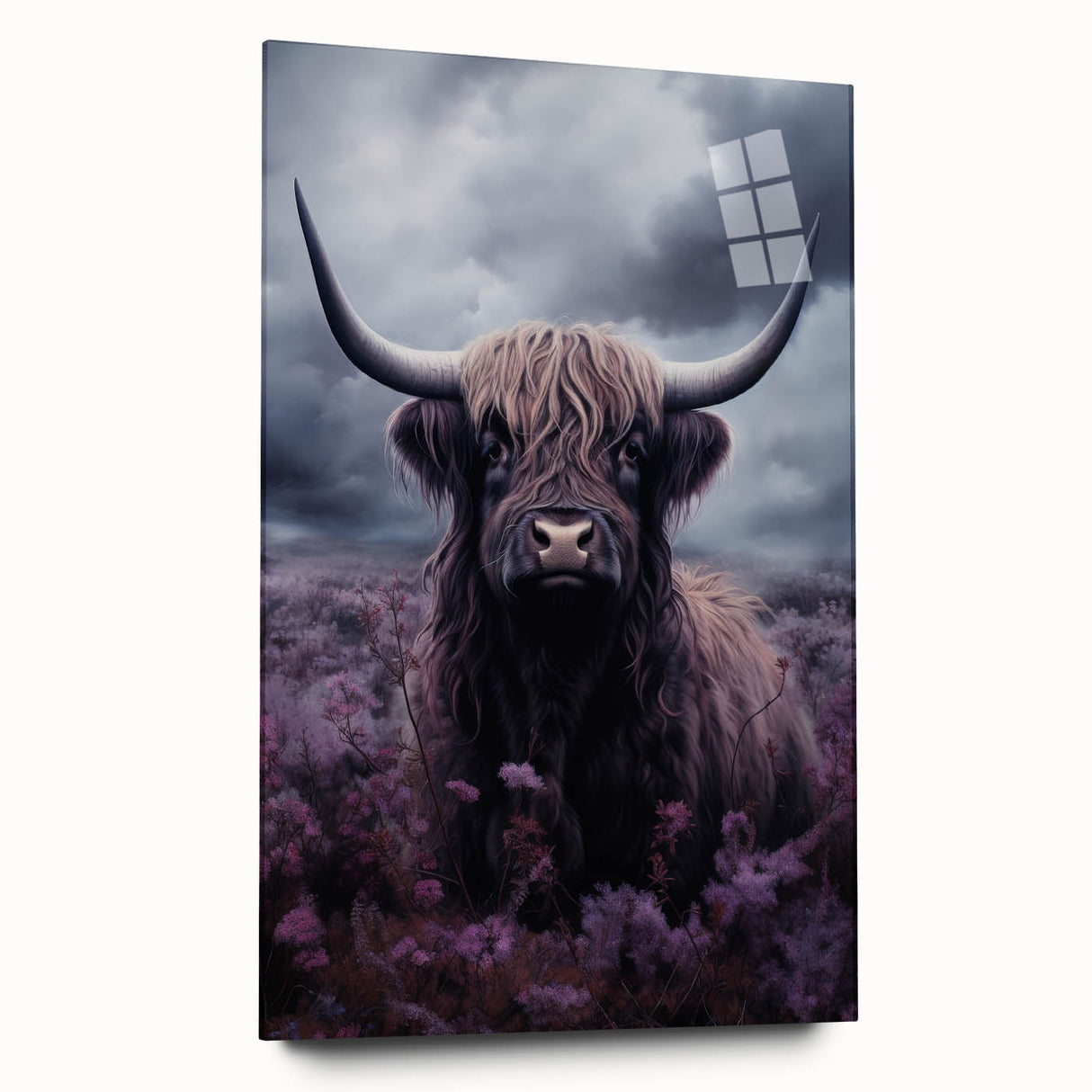 Acrylic glass wall art featuring a vibrant cow design from the Animals A Wild Life collection, showcasing intricate details and vivid colors, perfect for modern decor.