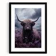 Black-framed wall art featuring a detailed cow design from the "Animals A Wild Life" collection, showcasing intricate patterns and vibrant colors, perfect for animal lovers and modern decor.