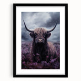 Black-framed wall art featuring a detailed cow design from the "Animals A Wild Life" collection, showcasing intricate patterns and vibrant colors, perfect for animal lovers and modern decor.
