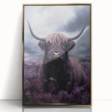 Framed wall art showcasing a stylized cow design, featuring gold accents and an acrylic front, perfect for animal lovers and modern decor enthusiasts.