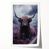Vibrant wall art print featuring a detailed illustration of a cow in a natural setting, showcasing intricate patterns and earthy colors, ideal for animal lovers and rustic decor.