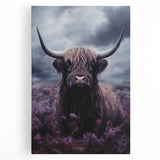 Stretched canvas wall art featuring a vibrant cow design, showcasing intricate details and rich colors, perfect for animal lovers and home decor enthusiasts.