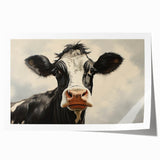 Colorful wall art print featuring a stylized cow design, perfect for animal lovers and rustic decor enthusiasts. Ideal for enhancing home or office aesthetics.