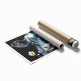 Rolled print of a cow design from the Animals A Wild Life collection, showcasing vibrant colors and intricate details, ideal for rustic home decor. Perfect for animal lovers and art enthusiasts.