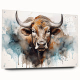 Acrylic wall art featuring a side view of a cow design from the Animals A Wild Life collection, showcasing vibrant colors and intricate details, perfect for animal lovers.