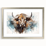 Silver-framed wall art featuring a detailed cow design, showcasing intricate patterns and textures, perfect for enhancing rustic or farm-themed decor.