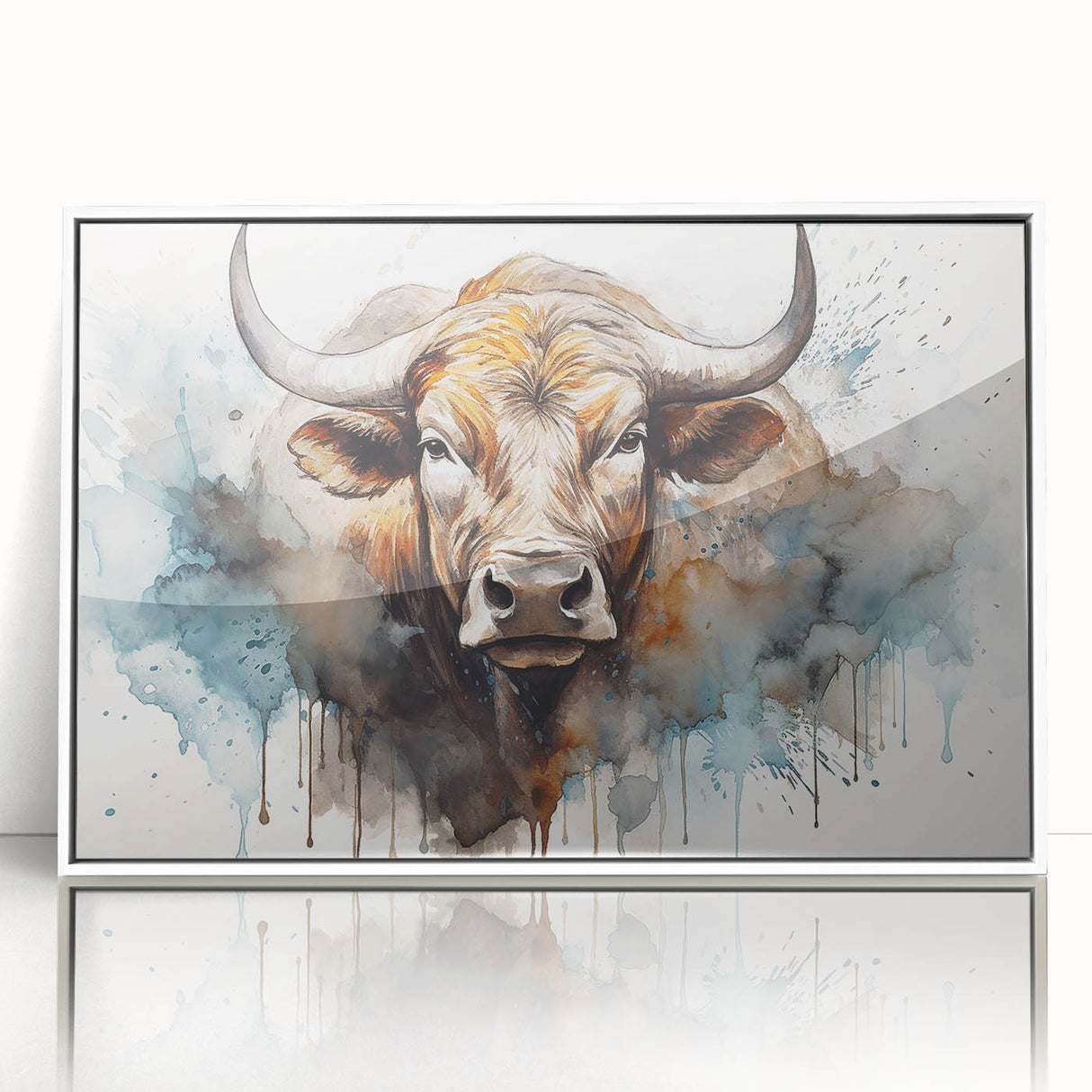 Framed acrylic wall art featuring a whimsical cow design against a white background, ideal for animal lovers and modern decor enthusiasts seeking unique home accents.