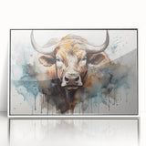 Framed acrylic wall art featuring a whimsical cow design against a white background, ideal for animal lovers and modern decor enthusiasts seeking unique home accents.
