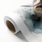 Rolled canvas depicting an artistic cow design in vibrant colors, showcasing a modern wildlife theme, ideal for home decor or animal lovers.