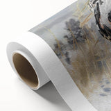 Rolled canvas featuring a vibrant cow design from the "Animals A Wild Life" collection, showcasing intricate details and bold colors, perfect for enhancing home decor.