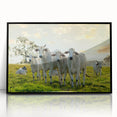 Framed wall art featuring a striking black cow design, set against a sleek acrylic background, perfect for modern home decor and animal lovers.