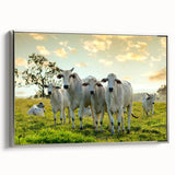 Framed wall art featuring a silver side view of a cow design, showcasing intricate details and vibrant colors, perfect for animal lovers and home decor enthusiasts.