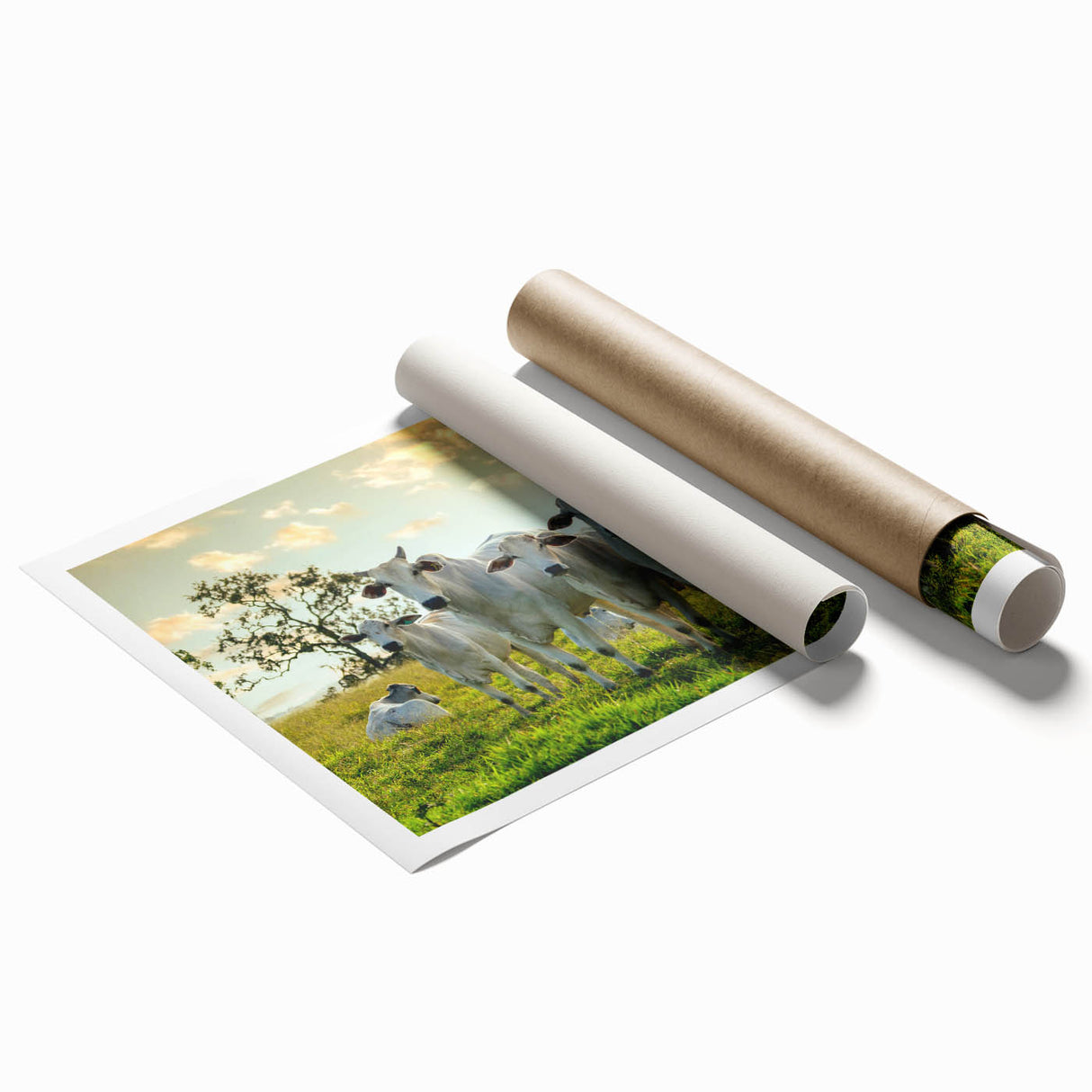 Rolled print showcasing a vibrant cow design from the 'A Wild Life' wall art collection, featuring bold colors and intricate details, perfect for animal lovers' decor.