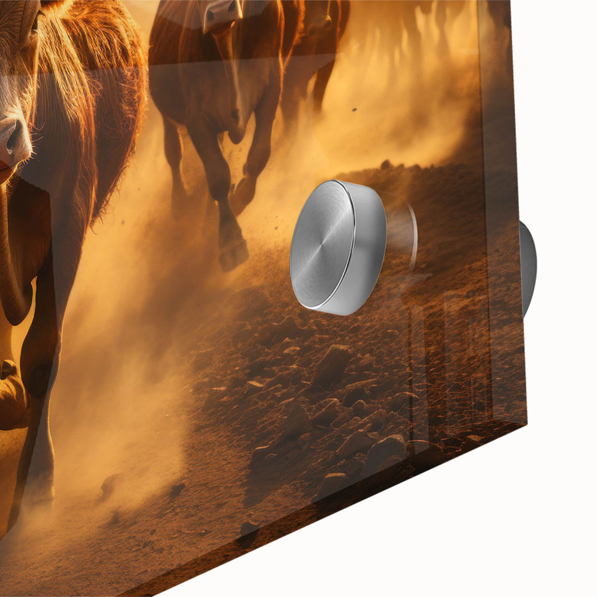 Close-up of a vibrant acrylic wall art piece featuring a detailed cow design, showcasing its textured surface and rich colors, perfect for animal lovers and home decor enthusiasts.