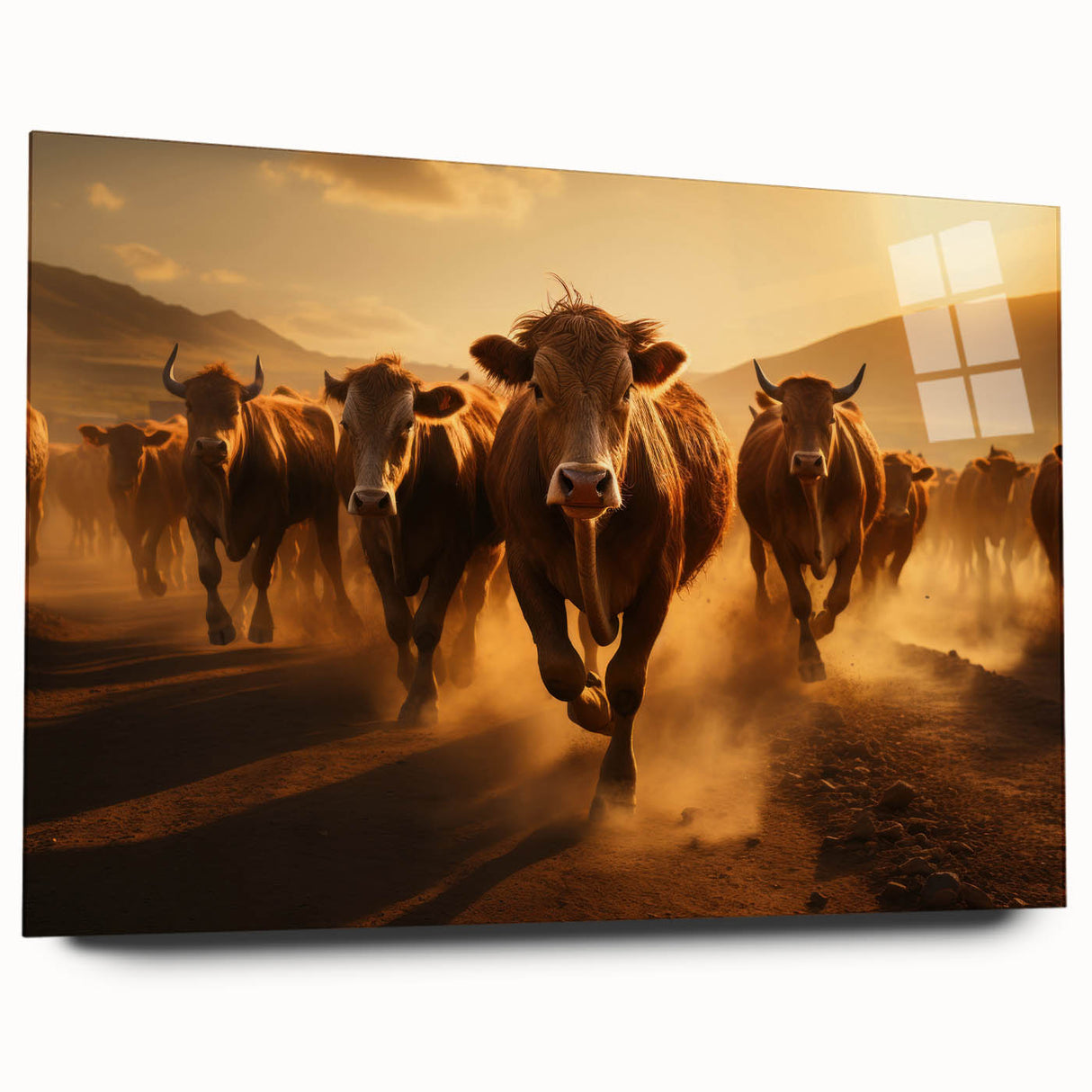 Side view of a colorful acrylic glass wall art piece showcasing a vibrant cow design, part of the Wild Life collection, ideal for animal lovers' decor.