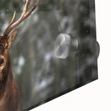 Close-up of a stunning acrylic glass wall art piece featuring a detailed deer design in a wild landscape, showcasing rich colors and intricate textures ideal for nature lovers.