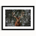 Framed wall art featuring a majestic deer design, set against a black mat, showcasing intricate details of wildlife in a modern home decor style. Perfect for nature lovers and animal enthusiasts.