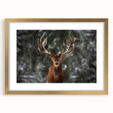 Elegant wall art featuring a framed deer design in gold, showcasing intricate wildlife details and a sophisticated mat, perfect for enhancing home decor and nature-themed interiors.