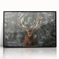 Framed wall art featuring a stunning black acrylic design of a majestic deer, showcasing intricate details and textures, ideal for enhancing home decor with a nature theme.
