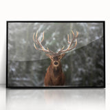 Framed wall art featuring a stunning black acrylic design of a majestic deer, showcasing intricate details and textures, ideal for enhancing home decor with a nature theme.