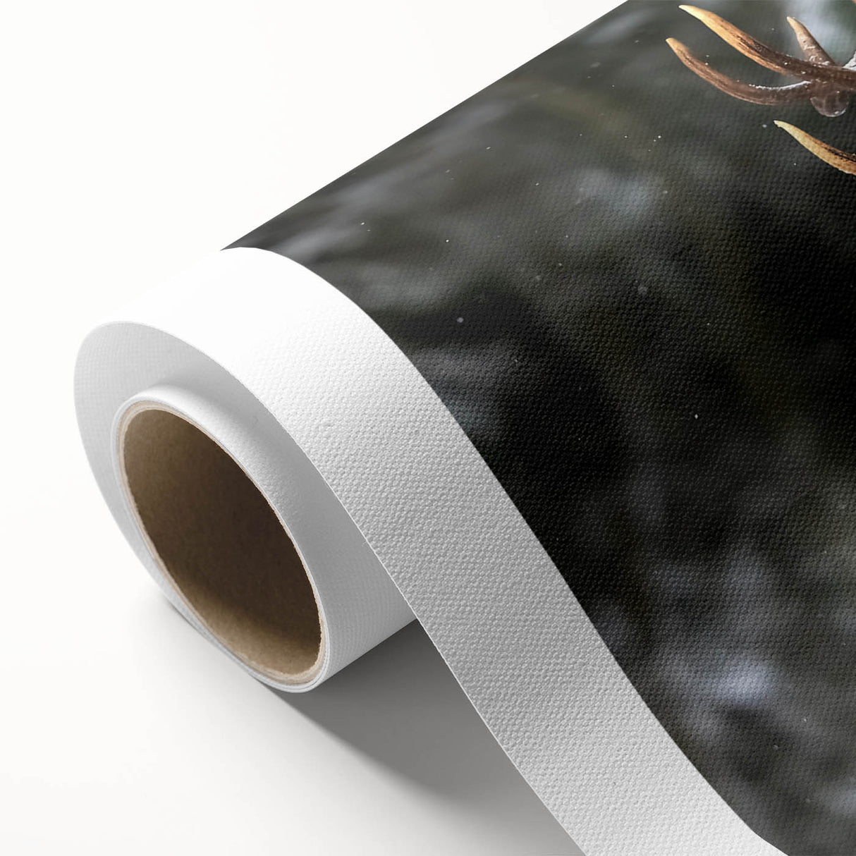 Elegant rolled canvas artwork showcasing a vibrant deer design in a lush forest setting, ideal for wildlife enthusiasts. Perfect for home decor or as a gift.