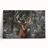 Stretched canvas wall art showcasing a serene deer design in a natural forest setting, with soft greens and earthy tones, perfect for wildlife enthusiasts' decor.