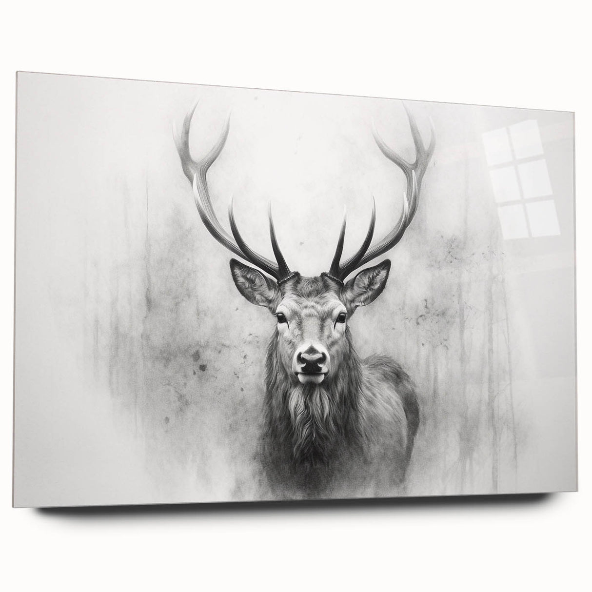 Elegant acrylic wall art showcasing a side view of a deer design from a wildlife collection, perfect for nature lovers and home decor enthusiasts. The vibrant colors and intricate details highlight the beauty of wildlife, making it an ideal addition to any living space.