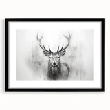 Framed wall art featuring a stunning deer design in a black frame with a mat, showcasing wildlife aesthetics for modern home decor. Perfect for nature lovers.