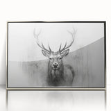 Framed wall art featuring a striking deer design, set in a silver frame with acrylic front, perfect for adding a touch of nature-inspired elegance to home decor.