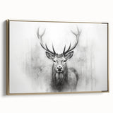Framed wall art showcasing a majestic deer design in a gold frame, perfect for nature lovers and home decor enthusiasts, highlighting wildlife elegance and beauty.